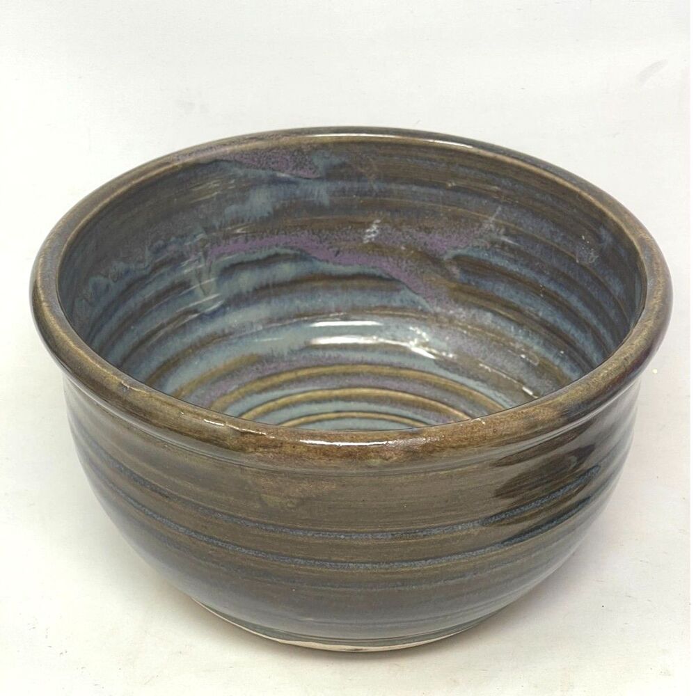 Handmade Pottery Cereal Bowl Signed Sanger 2006 Art Pottery Brown Vintage 5.5"